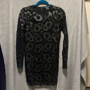 Elegant Black Floral Lace Dress